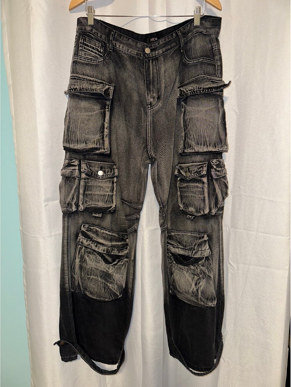 Micas Multi Pocket Wide Leg Baggy Streetwear Cargo Jeans 3XL